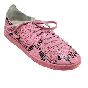 SCHUTZ Women's Pink Snake Print Leather Lace-Up Sneakers Size 8.5